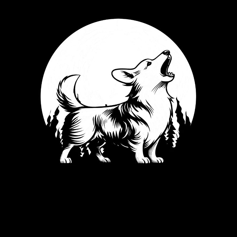 Corgi Moon Howling