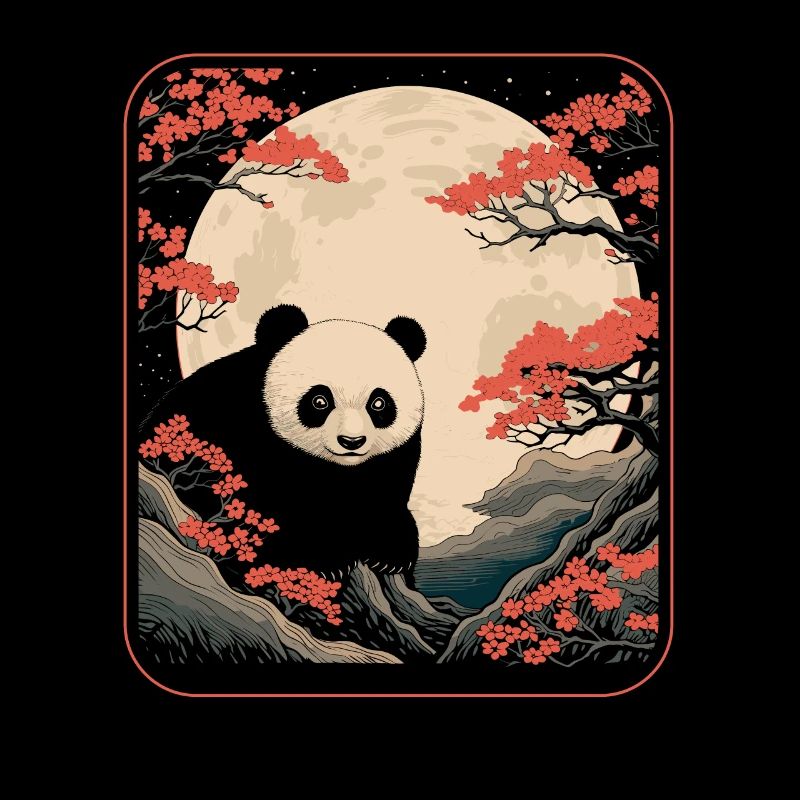 Panda géant Panda Ours Japon Cerisier Fleur Lune