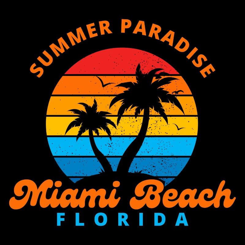 Summer Paradise Miami Beach Florida-Sunset-Palms
