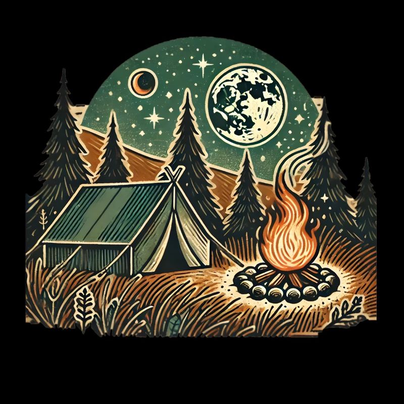 Campfire evening under starry sky - Camping