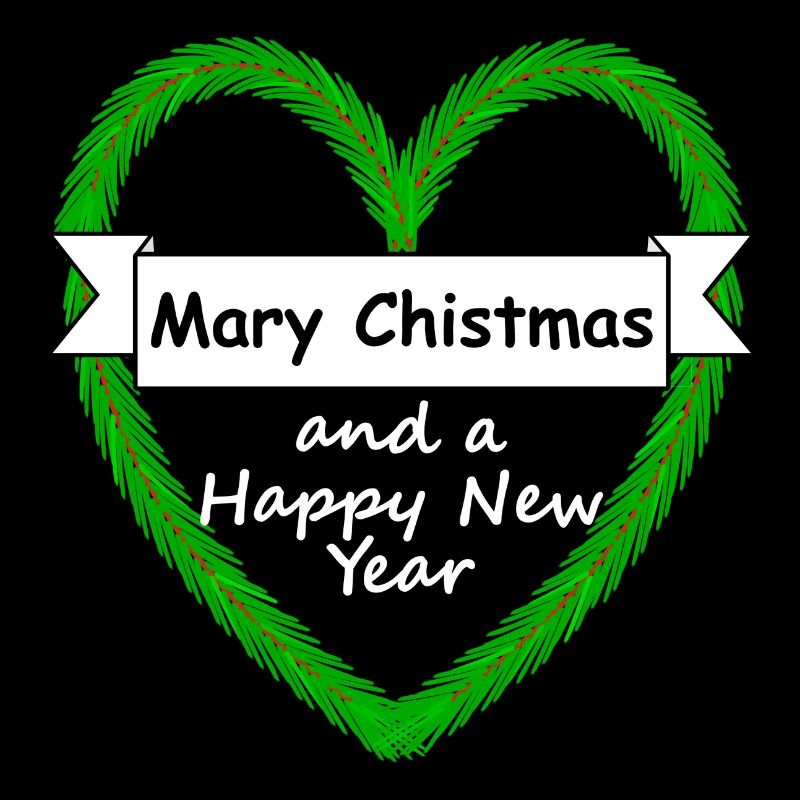Needle heart with script Mary Christmas with slogan