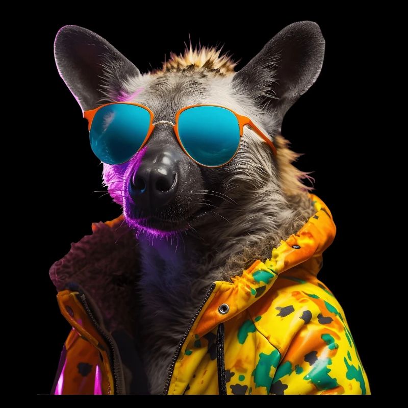 Hyäne mit Sonnenbrille Bunt Coole Hyänen Afrika