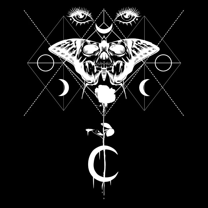 Papillon de crâne de sorcière satan gothique occulte