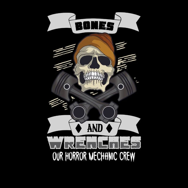 Skeleton Mechanic Horror Garage Funny Bones Spooky