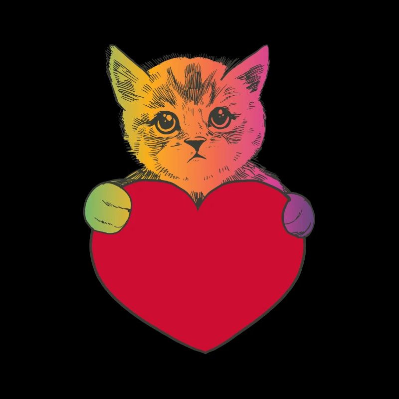 Bunte Katze, die ein Herz umarmt - Tabby Cat Stripes