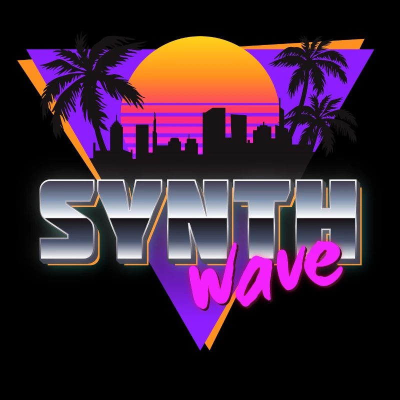 Synthwave City and Palms