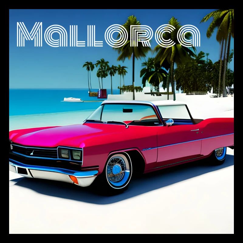 80er Mallorca strand Auto Oldtimer Palmen sommer