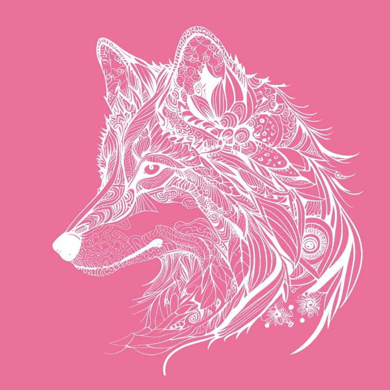 Mythischer Wolf mit Boho, Azteken Muster