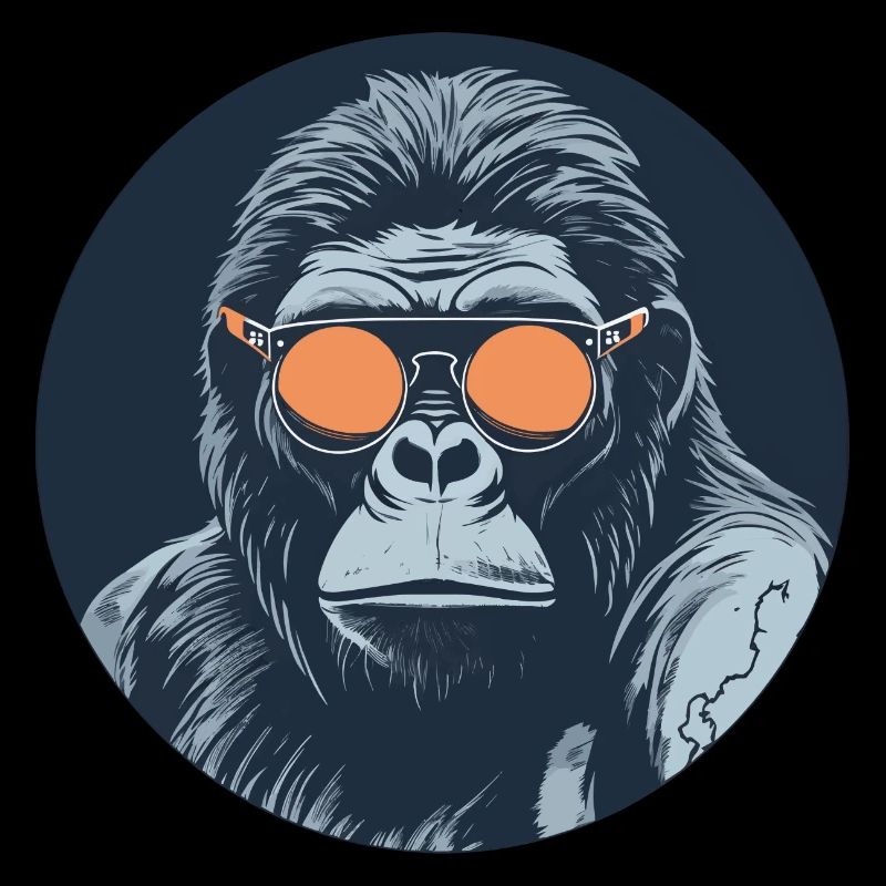 Gorilla with sunglasses, monkey, primate