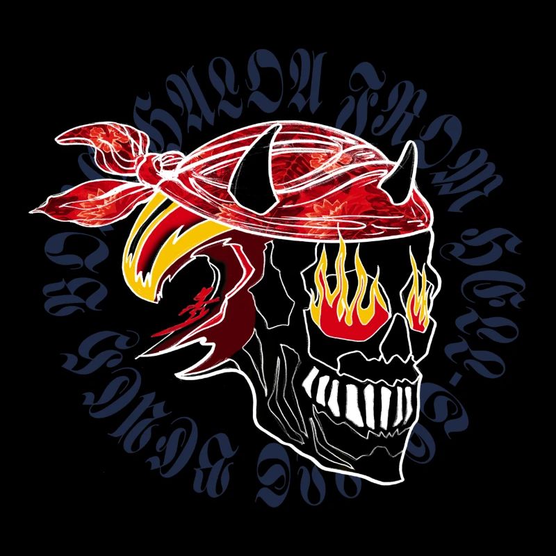 Burning skull in Gothic style printed