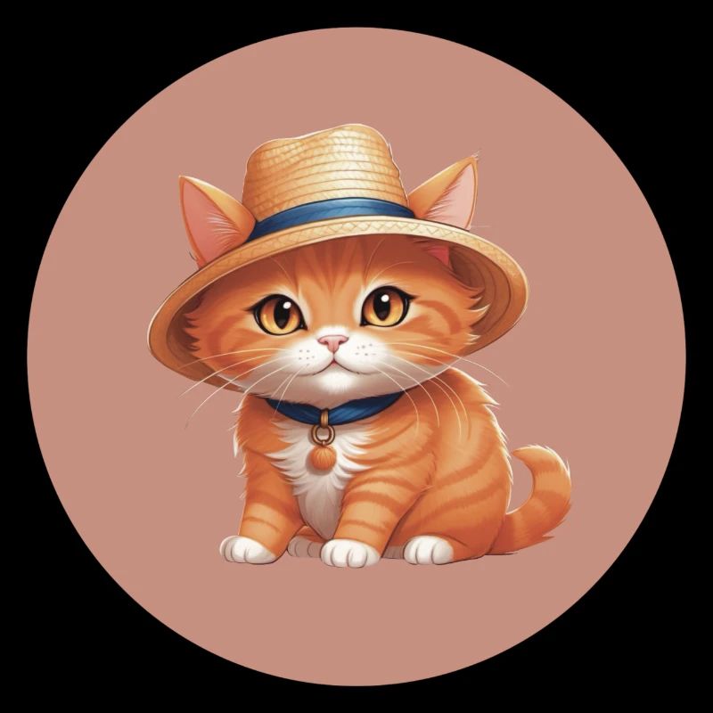 Cat with Straw Hat
