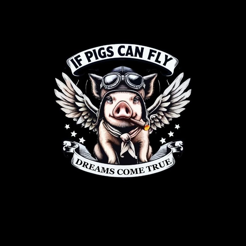 Comic Pig with Wings