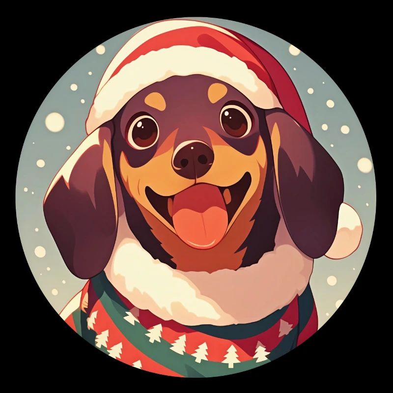 Weihnachtsmotiv mit einem Dackel