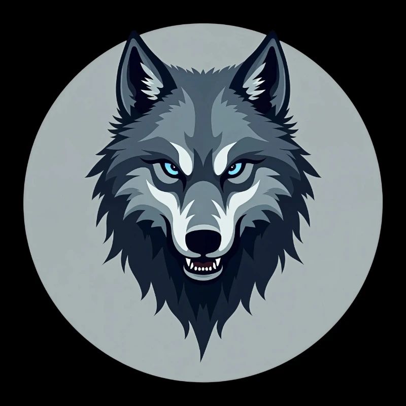 Grauer Wolf Kreisförmiges Design