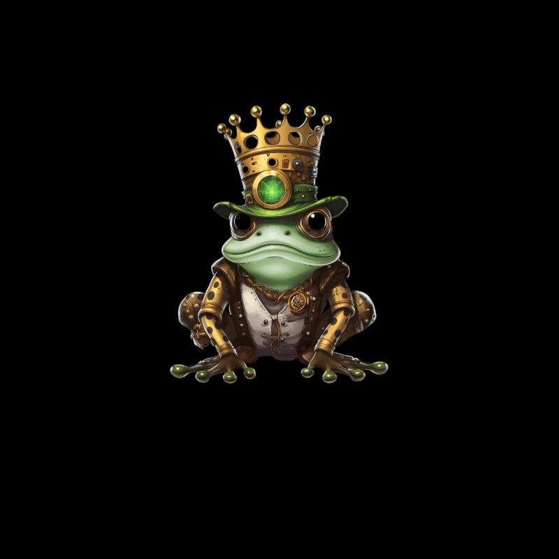 Mystical frog with crown in steampunk style