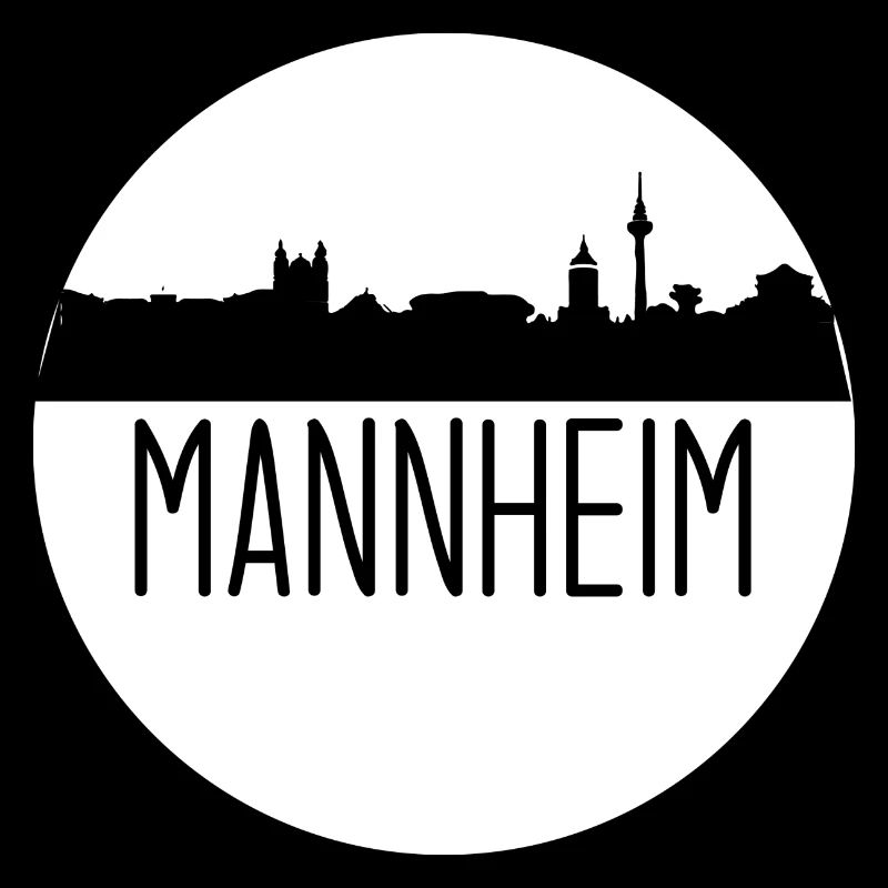 mannheim, skyline, kreis, scherenschnitt, weiss