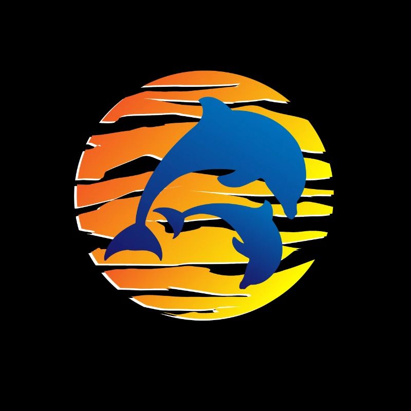 Dolphins and sun
