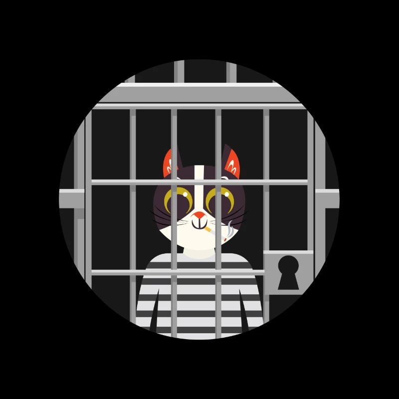 Süße Katze Gefängnis Knast Hinter Gittern Böse