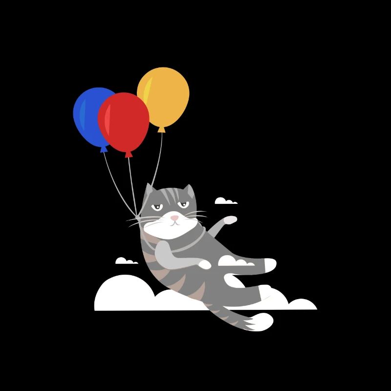 Drôle chat Chat Miau Vol Avec Ballon