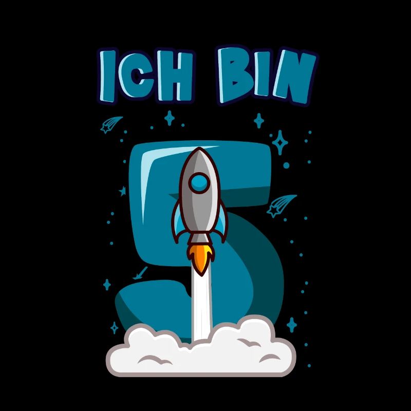 ICH BIN SCHON 5 5 Geburtstag 5 Jahre Junge Rakete