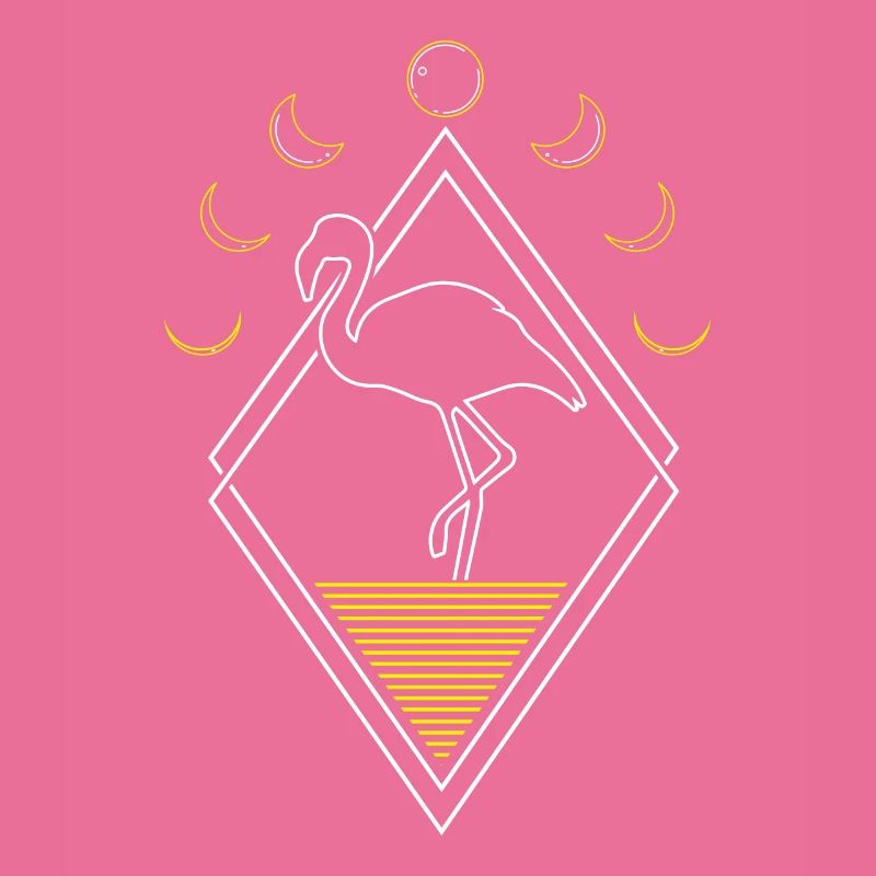 Flamingo abstrait phases de lune
