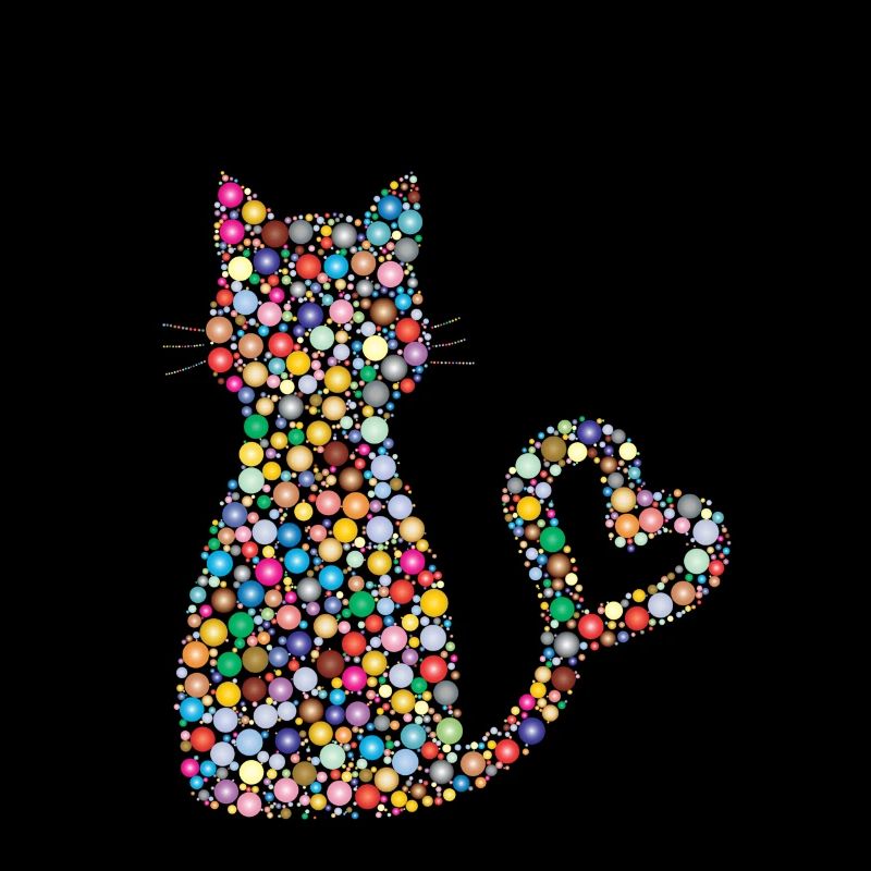Kreis Muster Katze mit Herz Schwanz Schweif