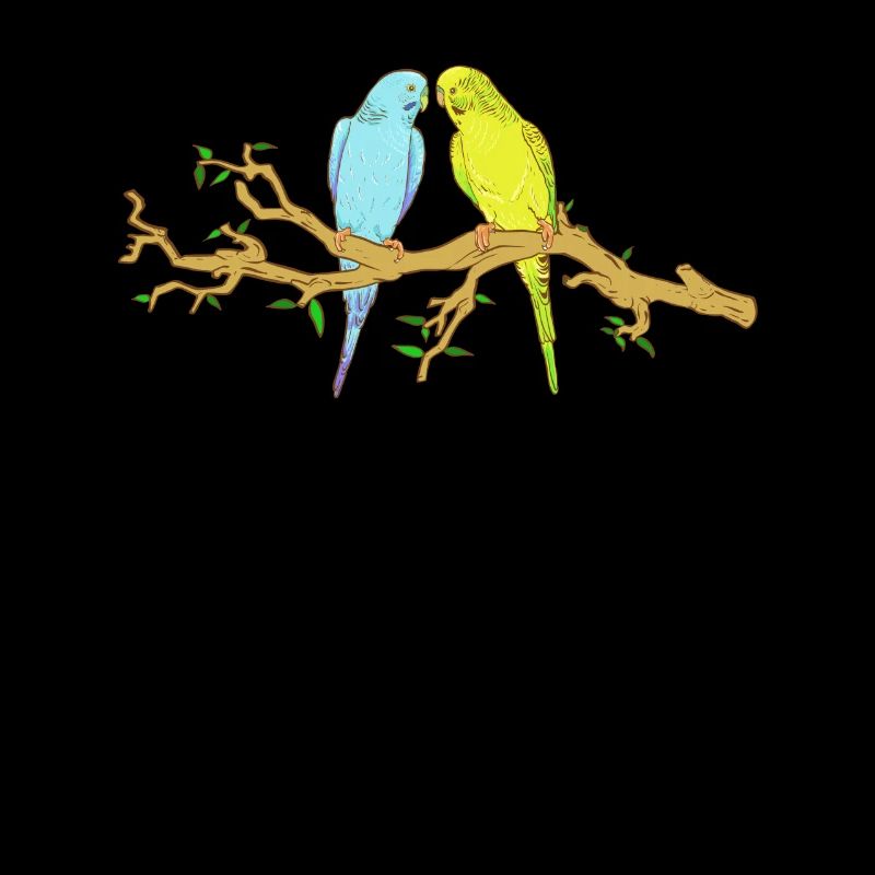 2 budgerigars sitting on a branch