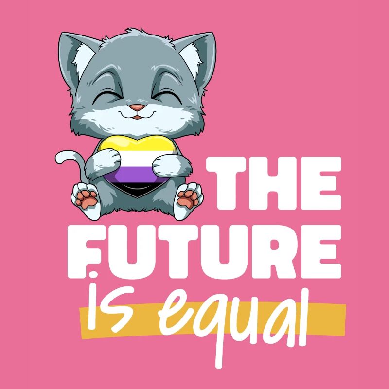 Kawaii Nonbinary Stolz Katze - Non Binary Herz
