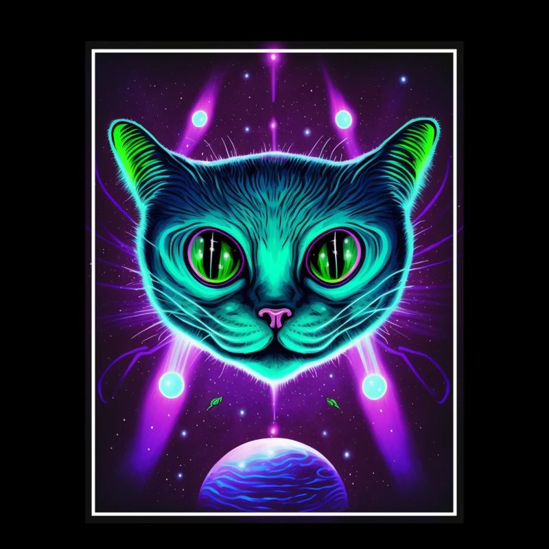 Cat Space Astronaut Space Neon Rockets