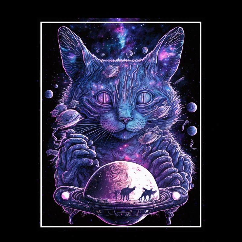 Cat Space Astronaut Space Neon Rockets
