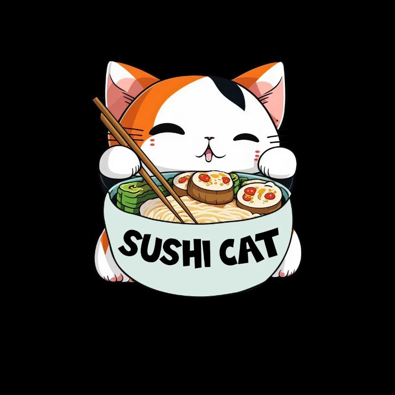 Chat de dessin animé avec des sushis