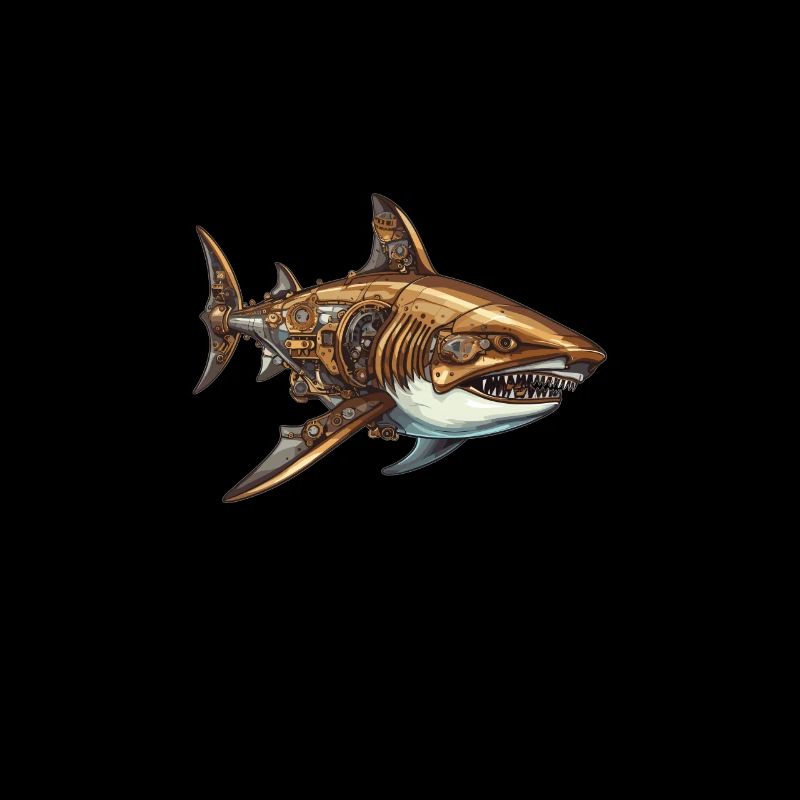Requin mécanique dans le style steampunk