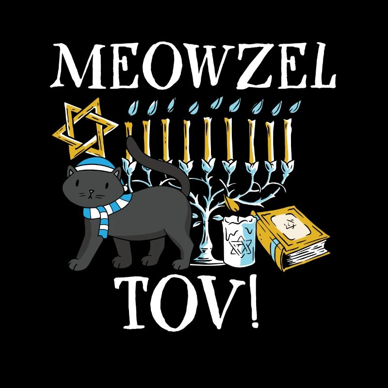 Juif Joyeux Hanoukka Meowzel Tov Chat Maman Papa