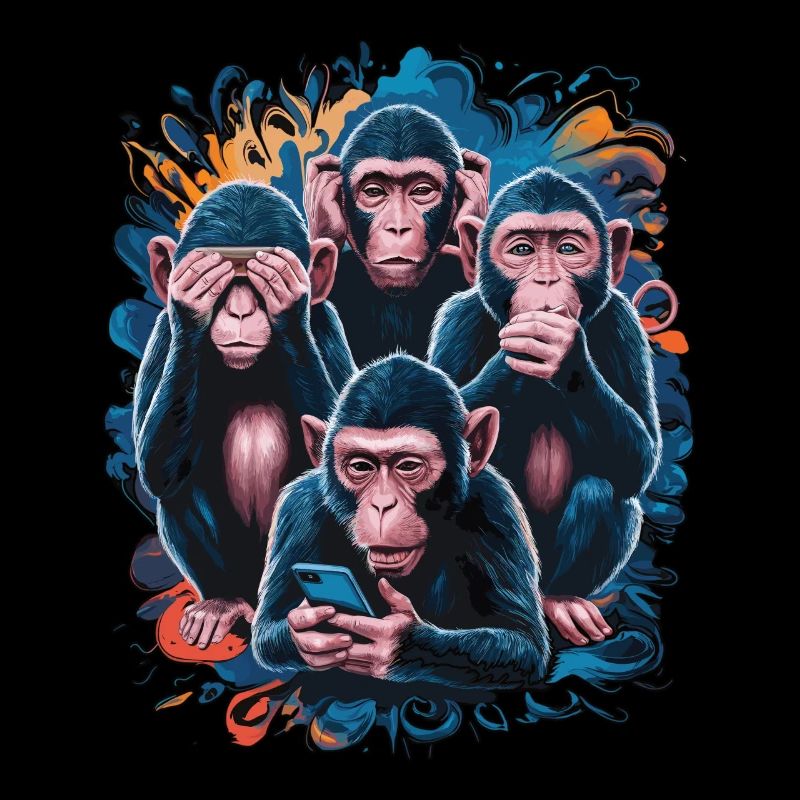 singe sage avec téléphone portable drôle multi conception multimédia