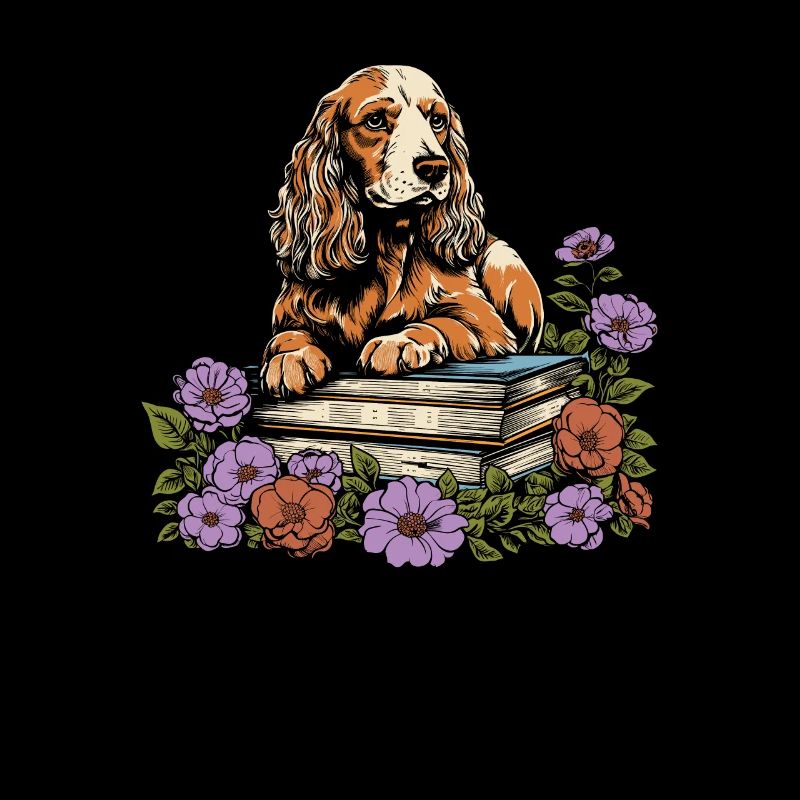 Cocker Spaniel Flower Book Reader