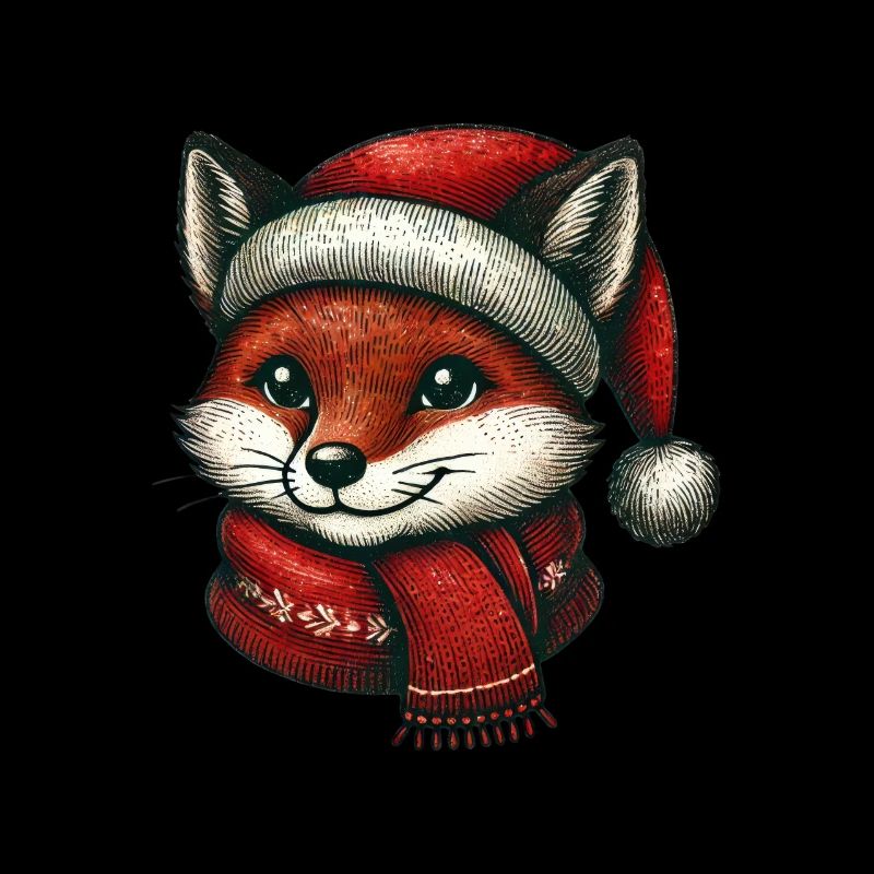 Renard de Noël avec chapeau et écharpe