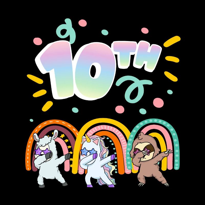 10th Birthday Dabbing Llama Unicorn Sloth |