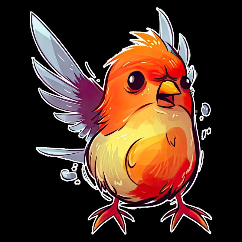 Arrogant red bird with slight overweight