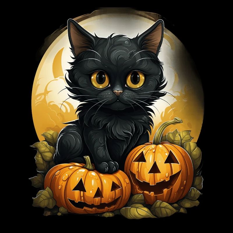 Black Cat Halloween Pumpkin - Cat