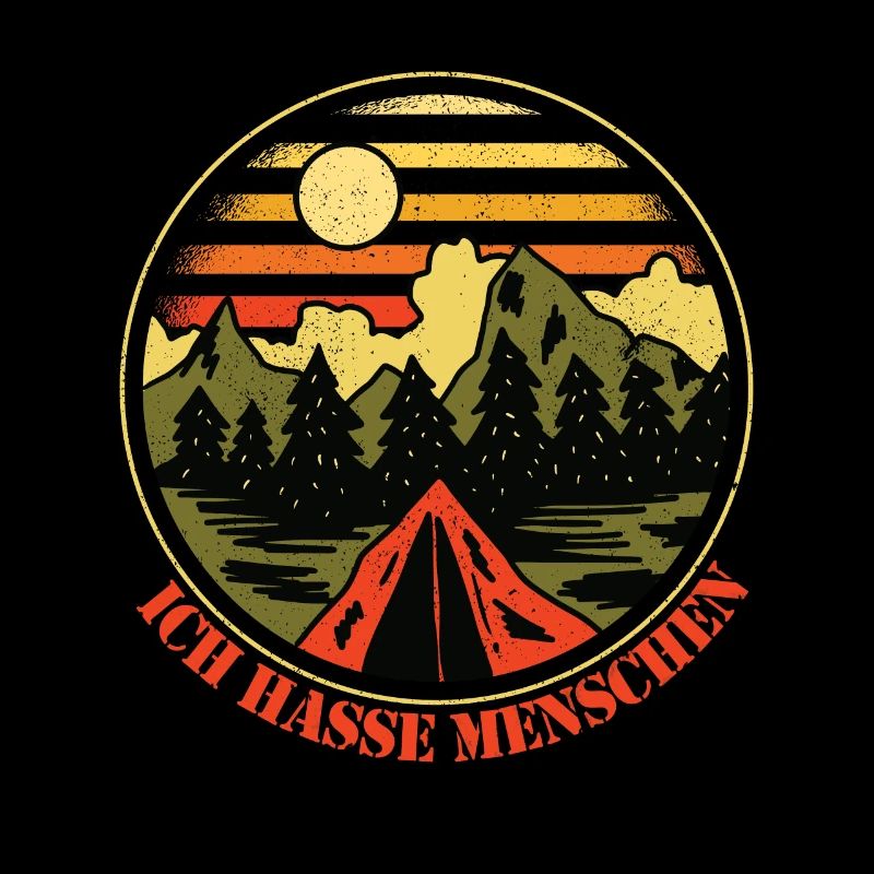 I hate people - camping forest, tent & moon