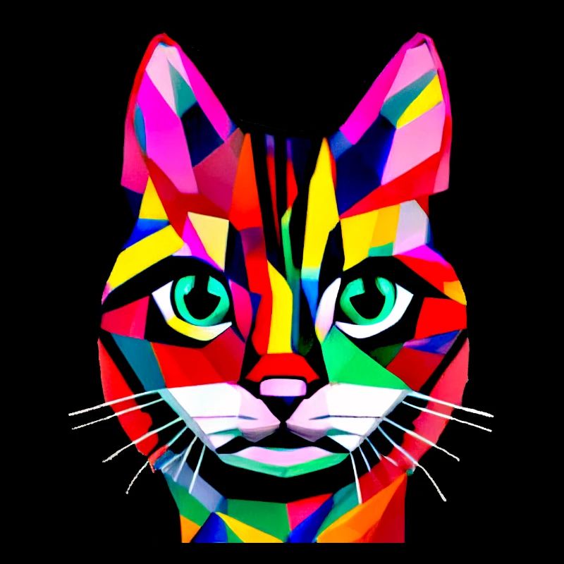 Cat Head Polygonal Colors