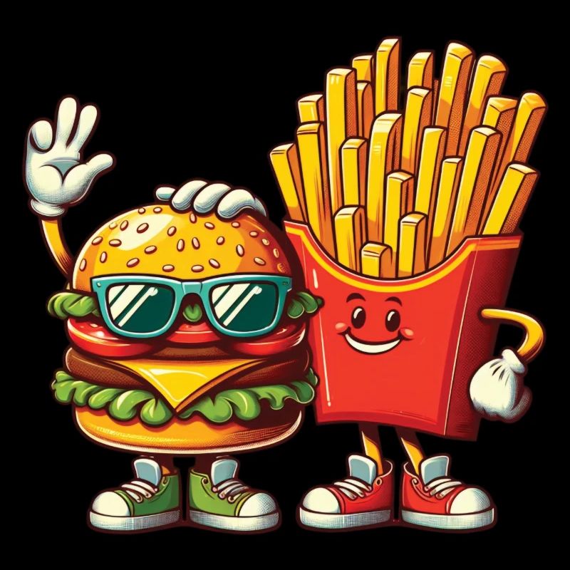 Funny Hamburger Day Fries High Five Cool Fun Combo