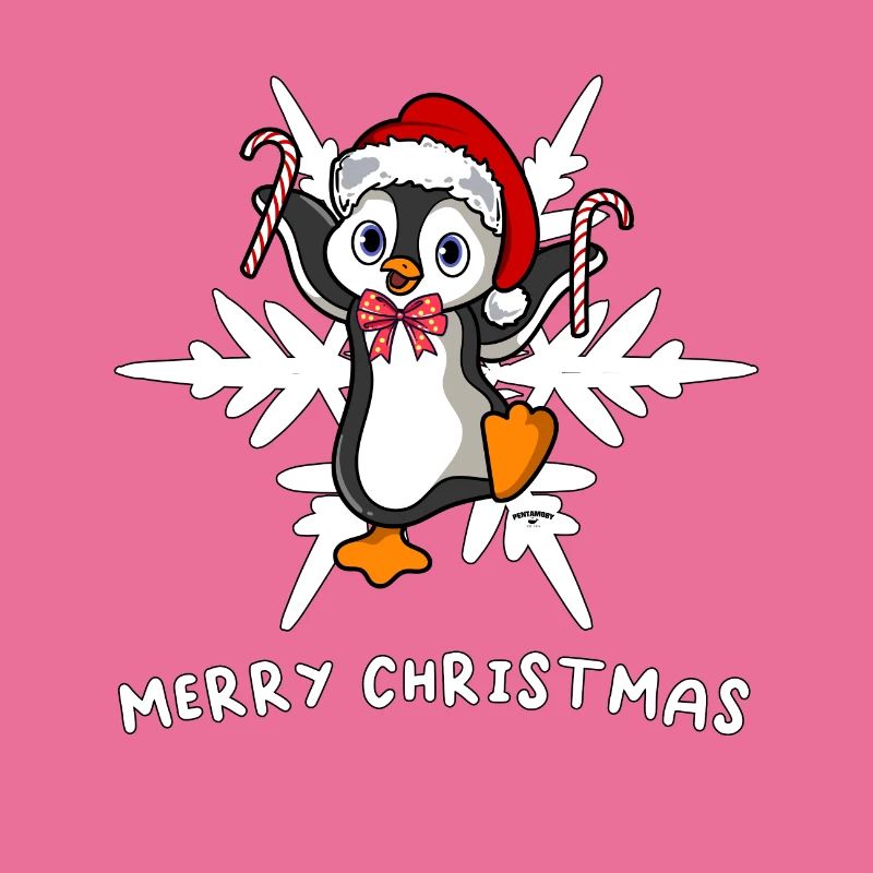 Doux pingouin de Noël avec flocon de glace