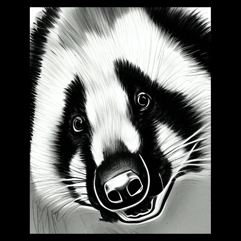 Badger (in german Dachs) cool portrait drawing