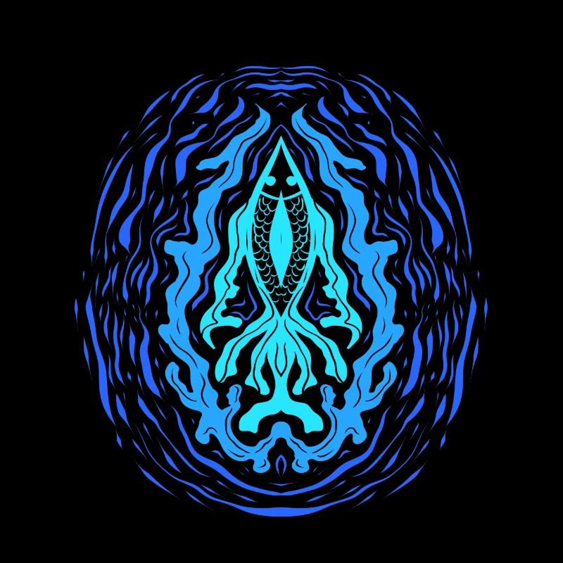 "AQUA" ~ Psychedelisches Fisch Muster
