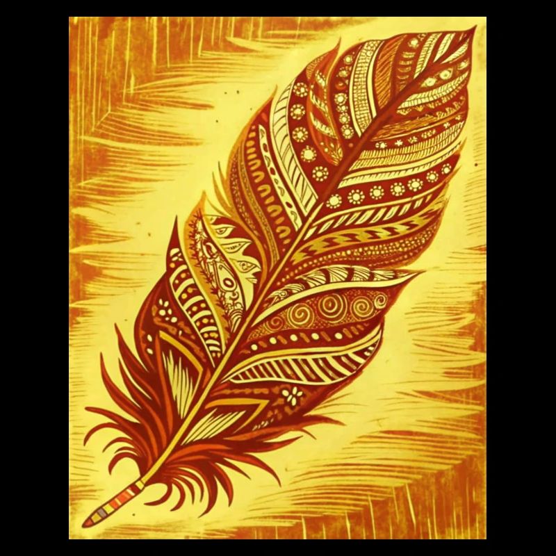 a feather with intricate patterns and colors
