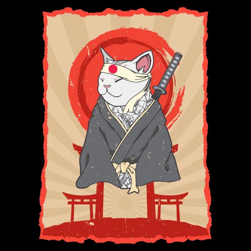 Samurai Japon Chat Torii Ninja Anime Cat