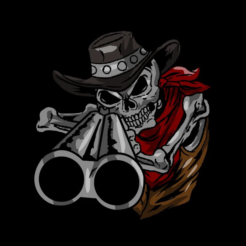 Cowboy Skull Gun Skeleton Bones Face Head Gift