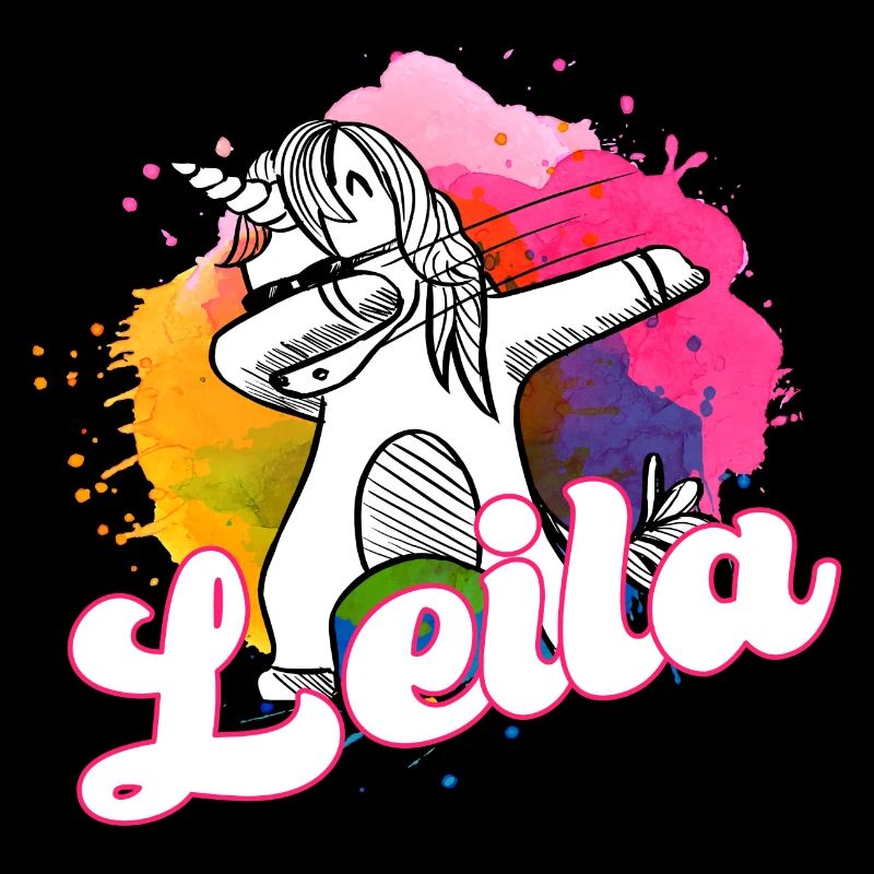 LEILA - Schöner Name mit dabbing Einhorn