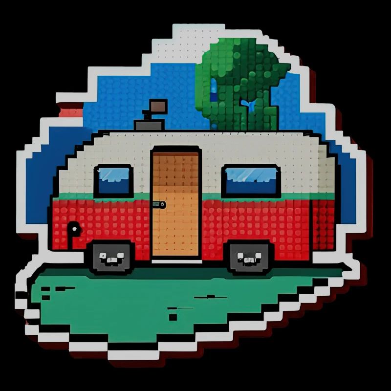 pixel vintage camper car